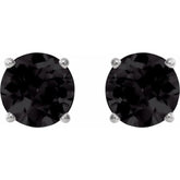 Sterling Silver 7 mm Natural Black Onyx Stud Earrings